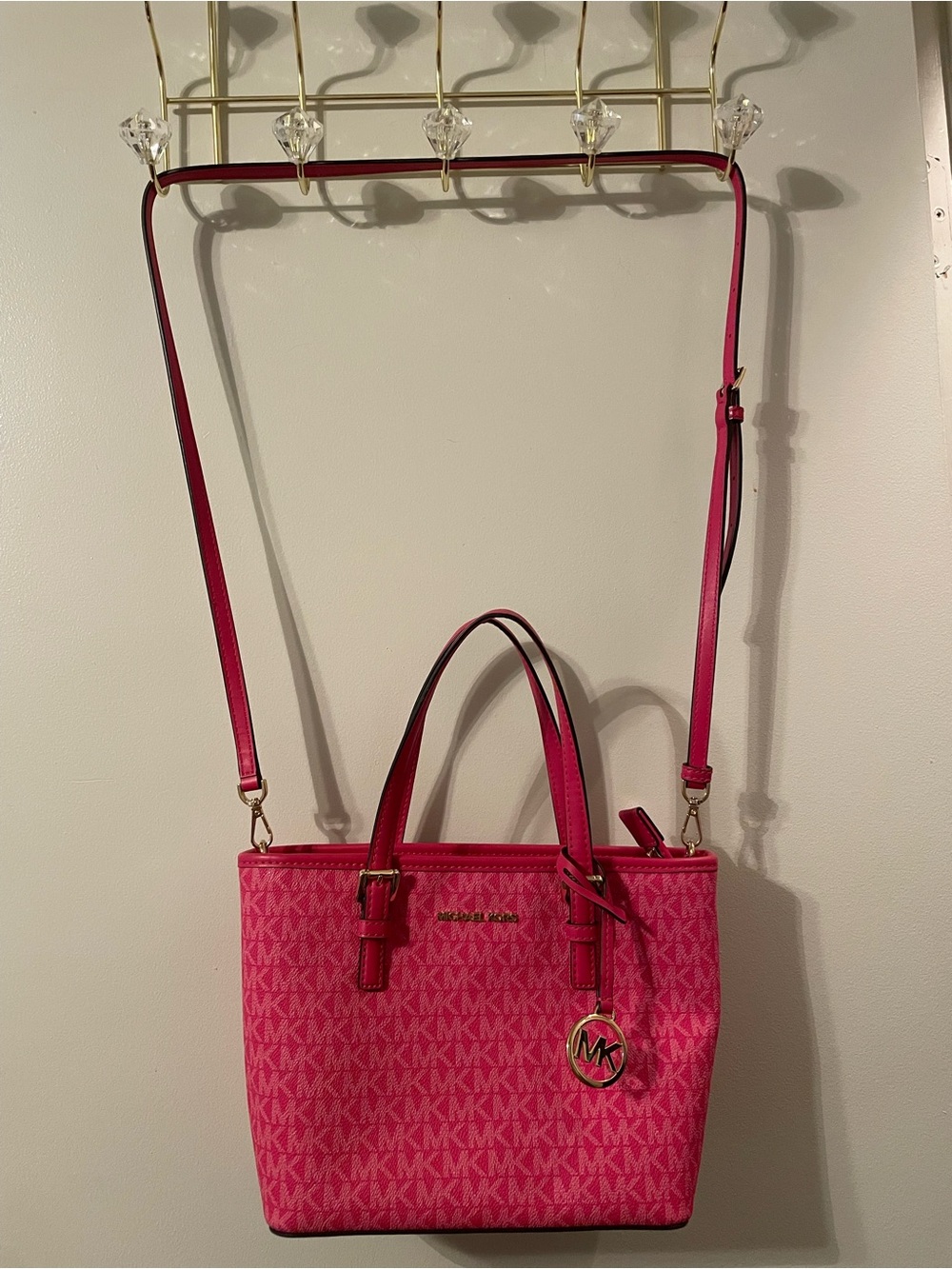 Michael Kors Hot Pink Signature Crossbody Tote